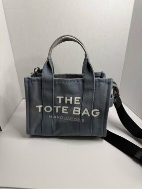 Marc Jacobs Slate Blue Canvas Mini Tote with Removable Strap